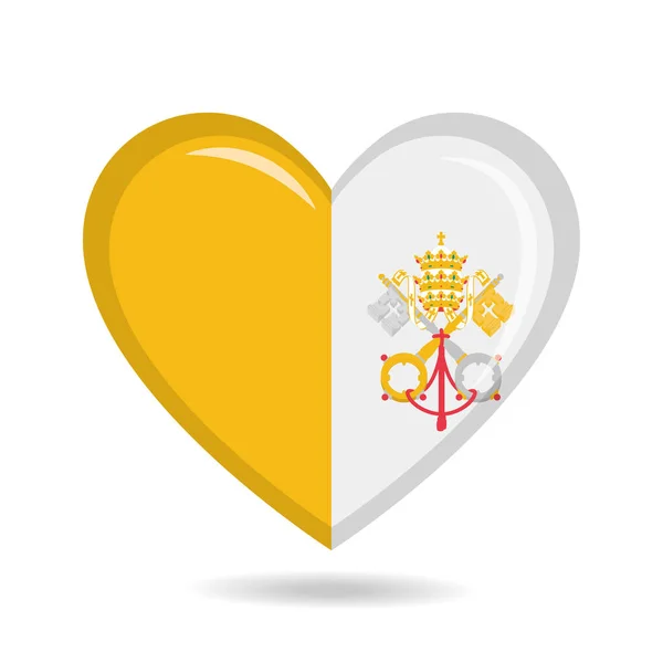 Vaticaanstad Nationale Vlag Hart Vorm Vector Illustratie — Stockvector