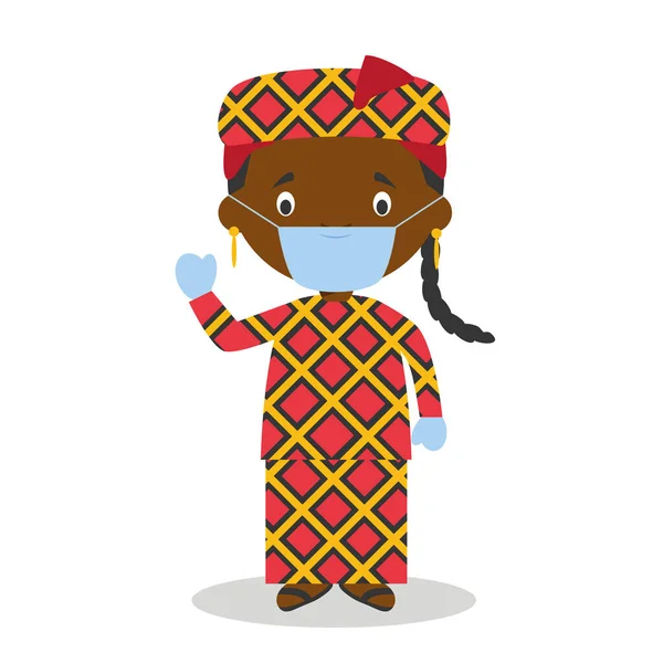 Karakter Dari Mali Atau Afrika Tengah Berpakaian Dengan Cara Tradisional - Stok Vektor