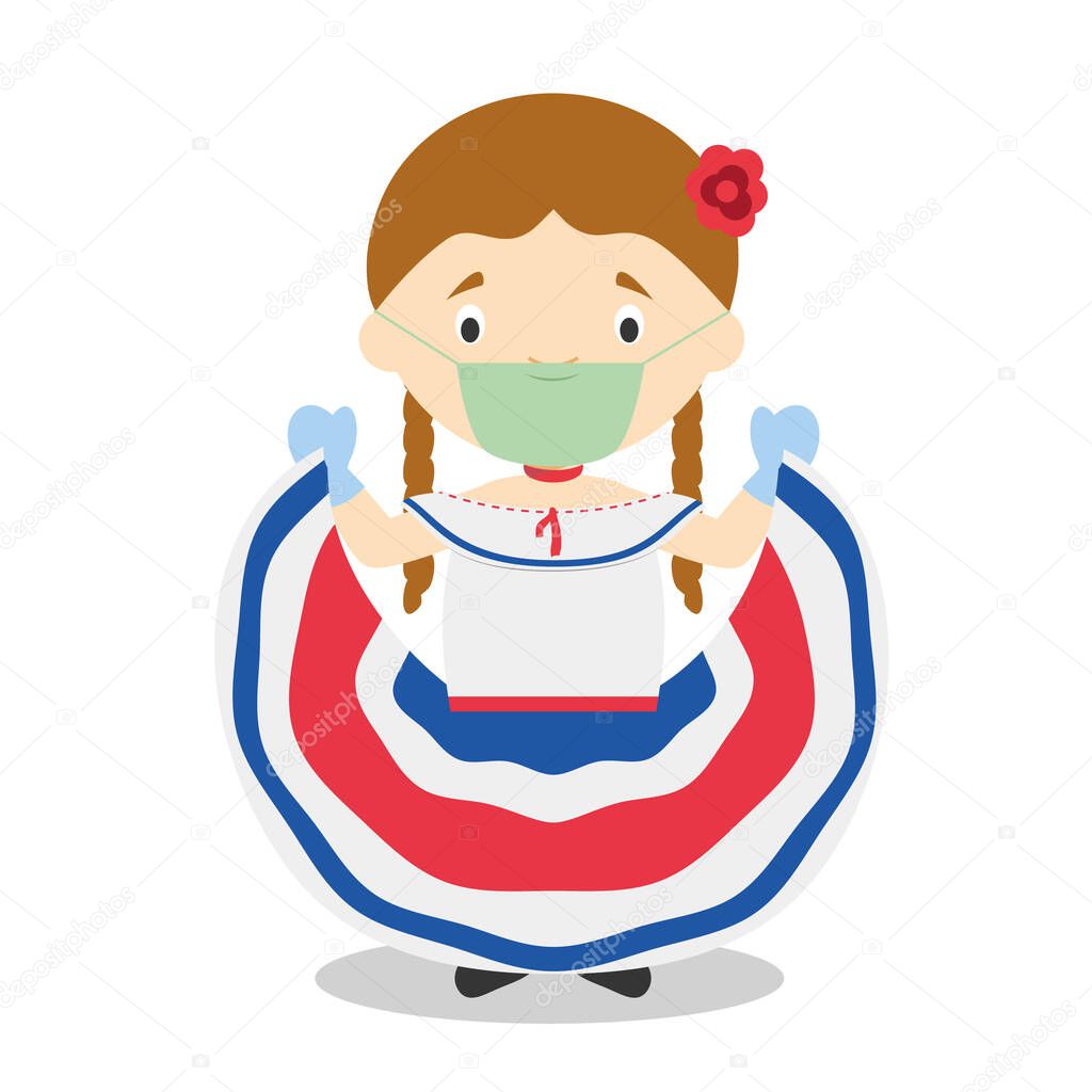 Personaje de Costa Rica vestido de la manera tradicional y con máscara