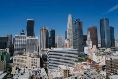 Los Angeles, ABD - 26 Eylül 2015: Binanın çatısından Los Angeles şehri manzarası.