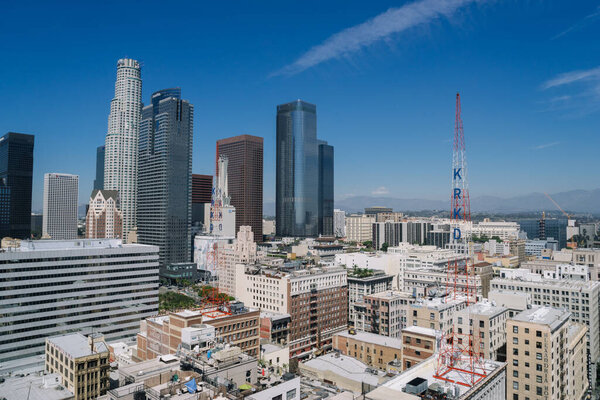 Los Angeles, USA - September 26, 2015: View of Los Angeles city from the roof of building.