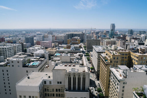 Los Angeles, USA - September 26, 2015: View of Los Angeles city from the roof of building.