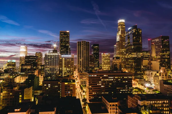 Los Angeles Eua Setembro 2015 Downtown Los Angeles Skyline Noite — Fotografia de Stock