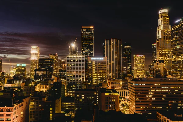 Los Angeles Eua Setembro 2015 Downtown Los Angeles Skyline Noite — Fotografia de Stock