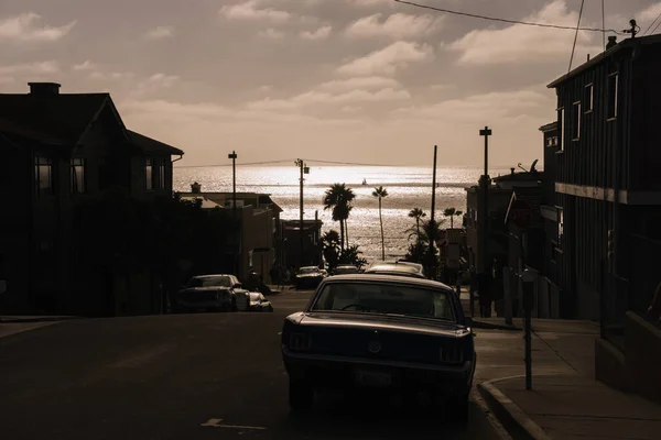 Los Angeles Eua Outubro 2015 Carros Rua Praia Manhattan — Fotografia de Stock