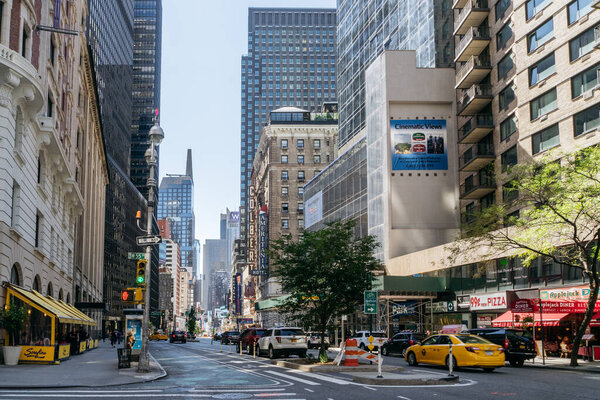 New York, USA - September 20, 2015: Cars ride on the street of New York.