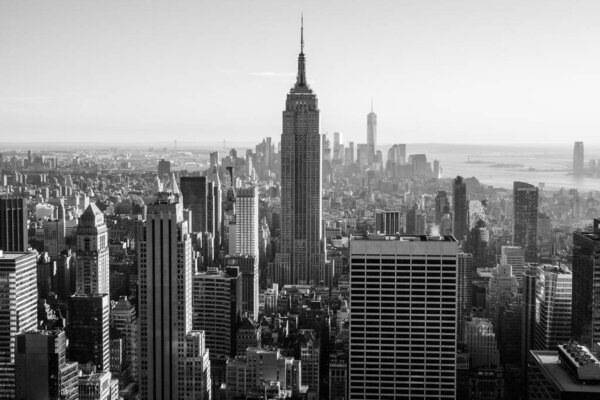 New York, USA - September 24, 2015: View of New York city and Empire State building from Top of The Rock.