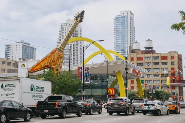 Chicago Usa September 2015 Giant Guitar Logo Hard Rock Cafe — Stock Photo, Image