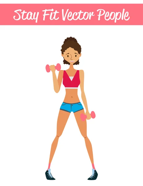 Restez en forme Vector People Fitness Illustration avec une fille de fitness — Image vectorielle