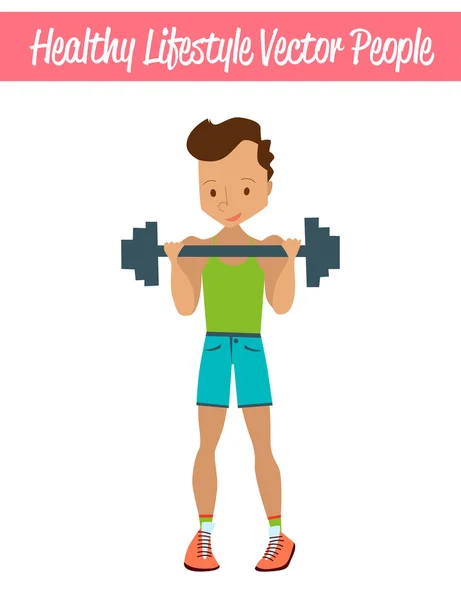 Vecteur plat de mode de vie sain Illustration de personnes avec le type de bodybuilder de forme physique — Image vectorielle