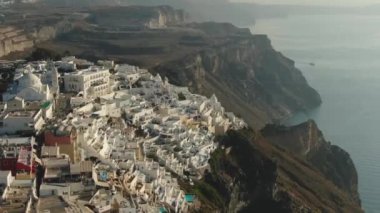 Thira Santorini Yunanistan 'dan İnanılmaz Görüntü Üzerinde Uçan Hava Görüntüsü