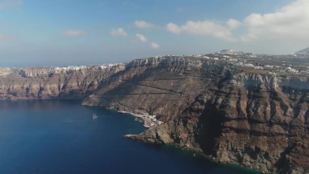 Drone Footage Santorini, Hoofdhaven Santorini Haven, Griekenland — Stockvideo