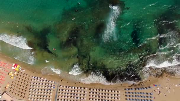 Drone Aerial of Beach, Greek Island of Crete — стоковое видео