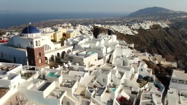 Aerial Drone View of Santorini, Görögország — Stock videók