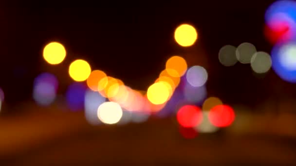 Driving A Car Through Night Road, Highway. Image Of Background Defocusing The Light Car At Night — Stock Video