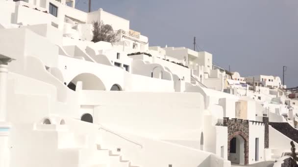 Santorini Řecko Malebné ráno pohled na domy řeckých ostrovů Kyklady — Stock video