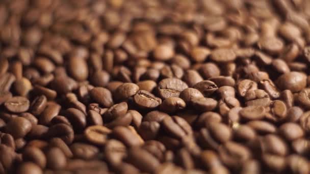 Bezárás Coffee Beans Tracking Lövés esett ki a zsákból — Stock videók