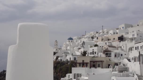 Santorini Yunanistan Resimli Yunan Adaları Kiklad Evleri Sabah Görünümü — Stok video