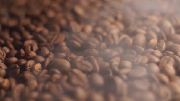 Close up Coffee Beans Tracking Shot Fallen Out Of Bag — Stock Video