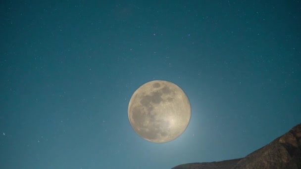 Noche lapso de tiempo grande luna llena brillante — Vídeos de Stock