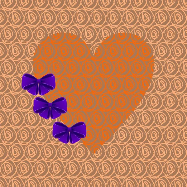 Orange hjärta med lila bågar — Stock vektor