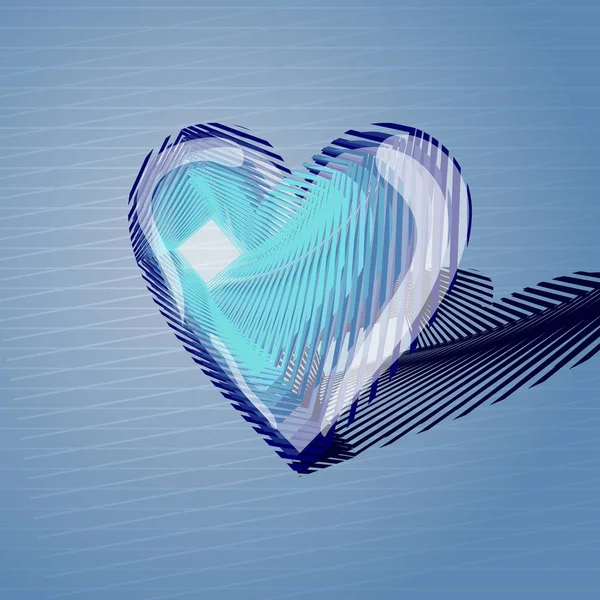 Coração Volumétrico Azul Linhas —  Vetores de Stock