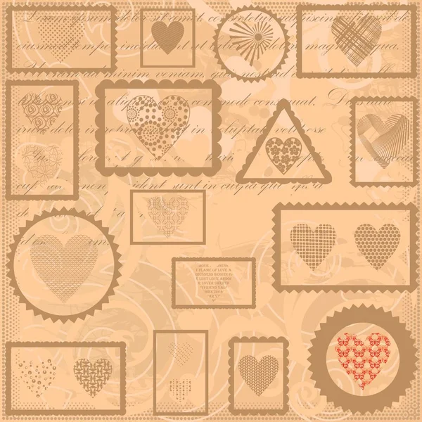 Vintage background with post stamps — Stock Vector