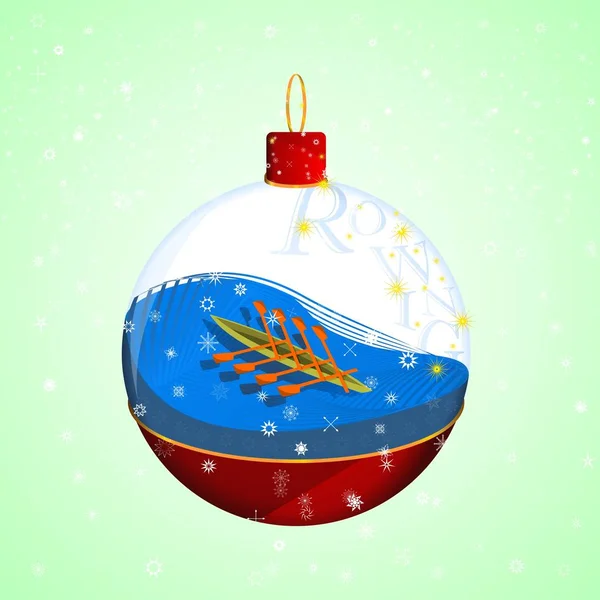 Логотип для гребли в рождественский мяч — стоковый вектор