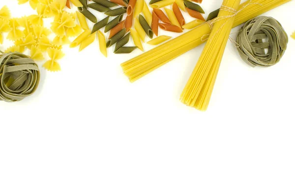 Uncooked Pasta Spaghetti White Background — Stock Photo, Image