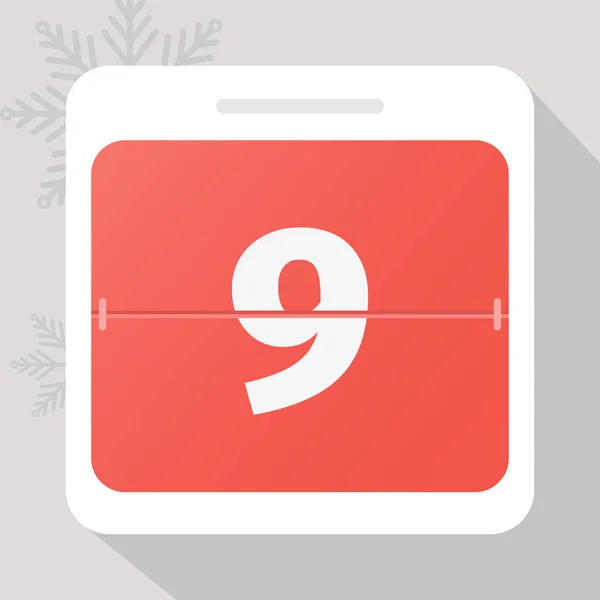 Calendar icon. Calendar Date with snowflakes. Number 9
