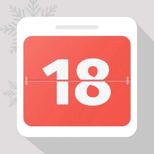 Calendar icon. Calendar Date with snowflakes. Number 18.