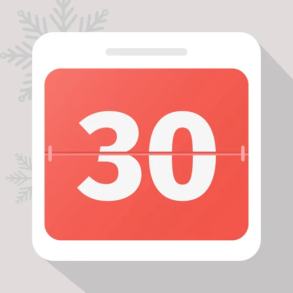 Calendar icon. Calendar Date with snowflakes. Number 30.