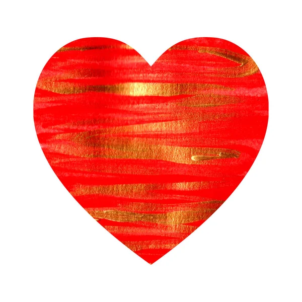 Red-gold texture heart isolated on a white background — Stock Photo, Image