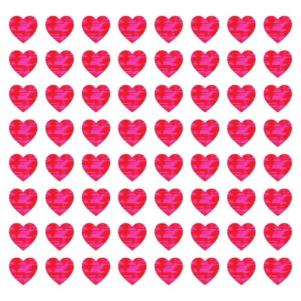 Red hearts with pink paints pattern isolated on a white backgrou — Stockfoto