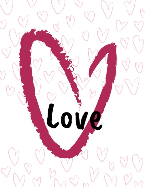Valentins Grußkarte. rosa Herzen mit Text auf weißem Rücken — Stockfoto