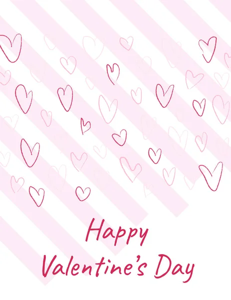 Valentine's greeting card. Pink hearts with text on a white back — 스톡 사진