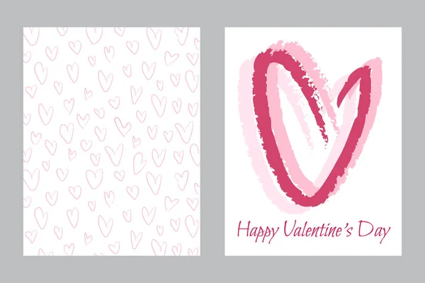 Vector Valentine's greeting card. Pink hearts with text on a whi — 스톡 사진