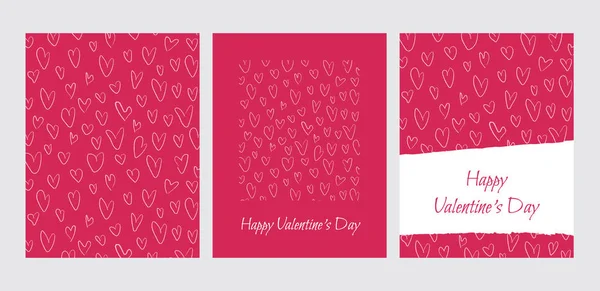 Valentine's greeting cards set. Hearts with text on a pink backg — 스톡 사진