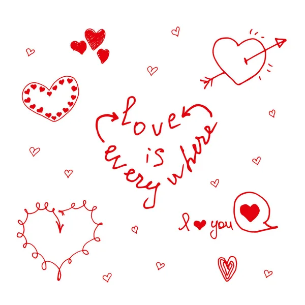 Hand drawn hearts isolated on white background. Design elements — 스톡 사진