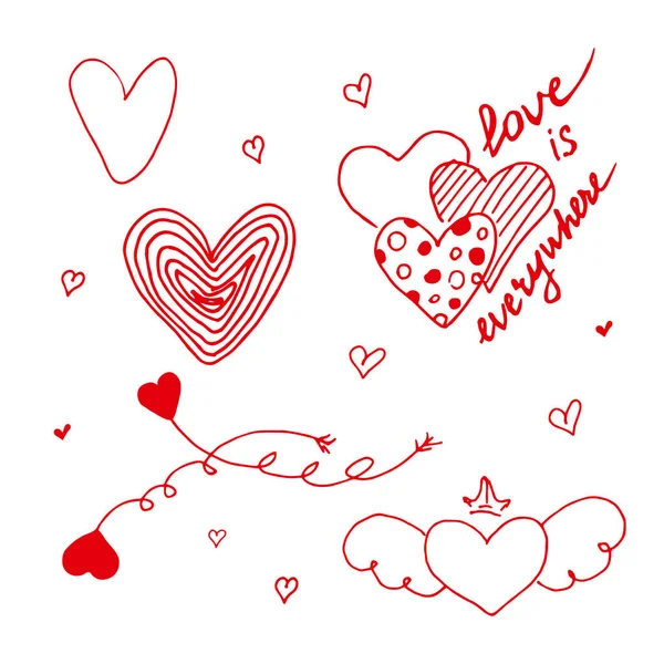 Hand drawn hearts isolated on white background. Design elements — 스톡 사진