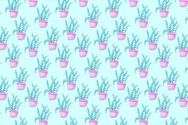 Çiçek arkaplan. Po 'da suluboya bitkisi olan mavi arkaplan