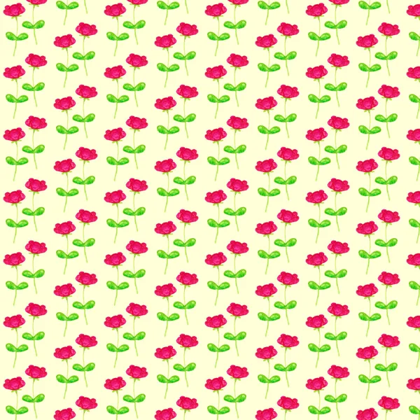 Seamless pattern. Repeating small  pink flowers. Yallow backgrou — 스톡 사진