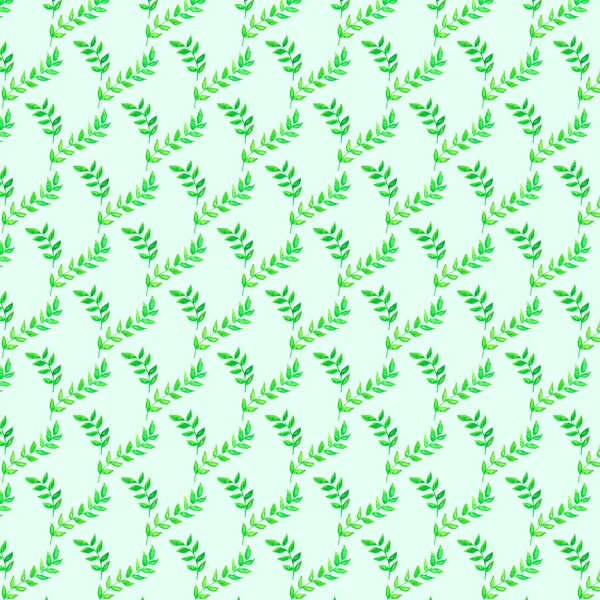 Bezproblémový vzorec. Opakující se malé zelené listy. Zelené pozadí — Stock fotografie