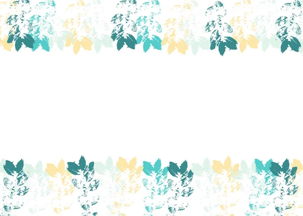 Impressões coloridas de folhas. Moldura floral. Fundo branco para texto — Fotografia de Stock