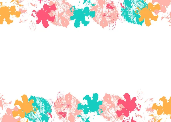 Farbenfrohe Blätterdrucke. Blumengestell. weißer Hintergrund für Text — Stockfoto