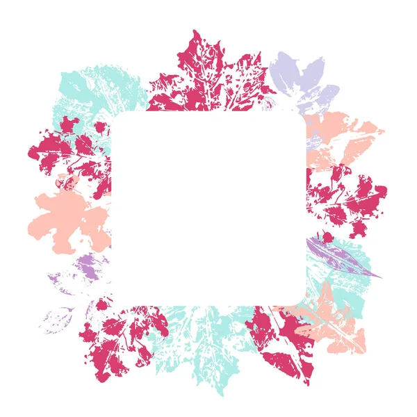 Floral square frame with colorul leaves decoration. — Stock Fotó