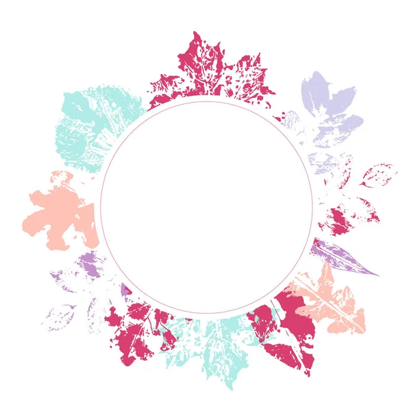 Floral circle frame with colorul leaves decoration. Arrangement