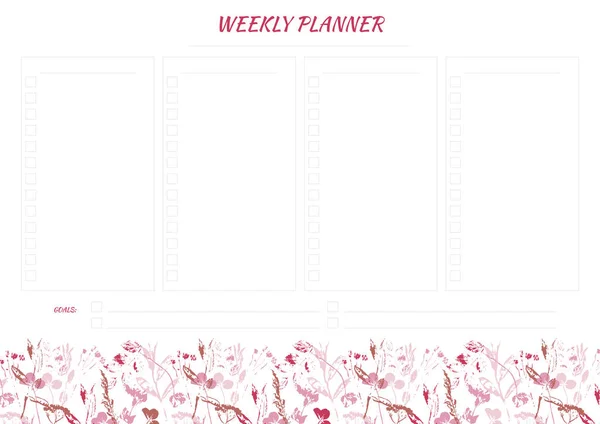 White weekly planner with bright leaves design — Stock Photo, Image