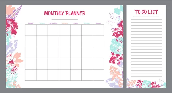 Set of planners with floral design. Monthly and to do list. — Stok fotoğraf