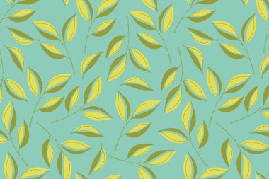 Yeşil yapraklı çiçek yeşili bir arka plan. Yaprak deseni. 